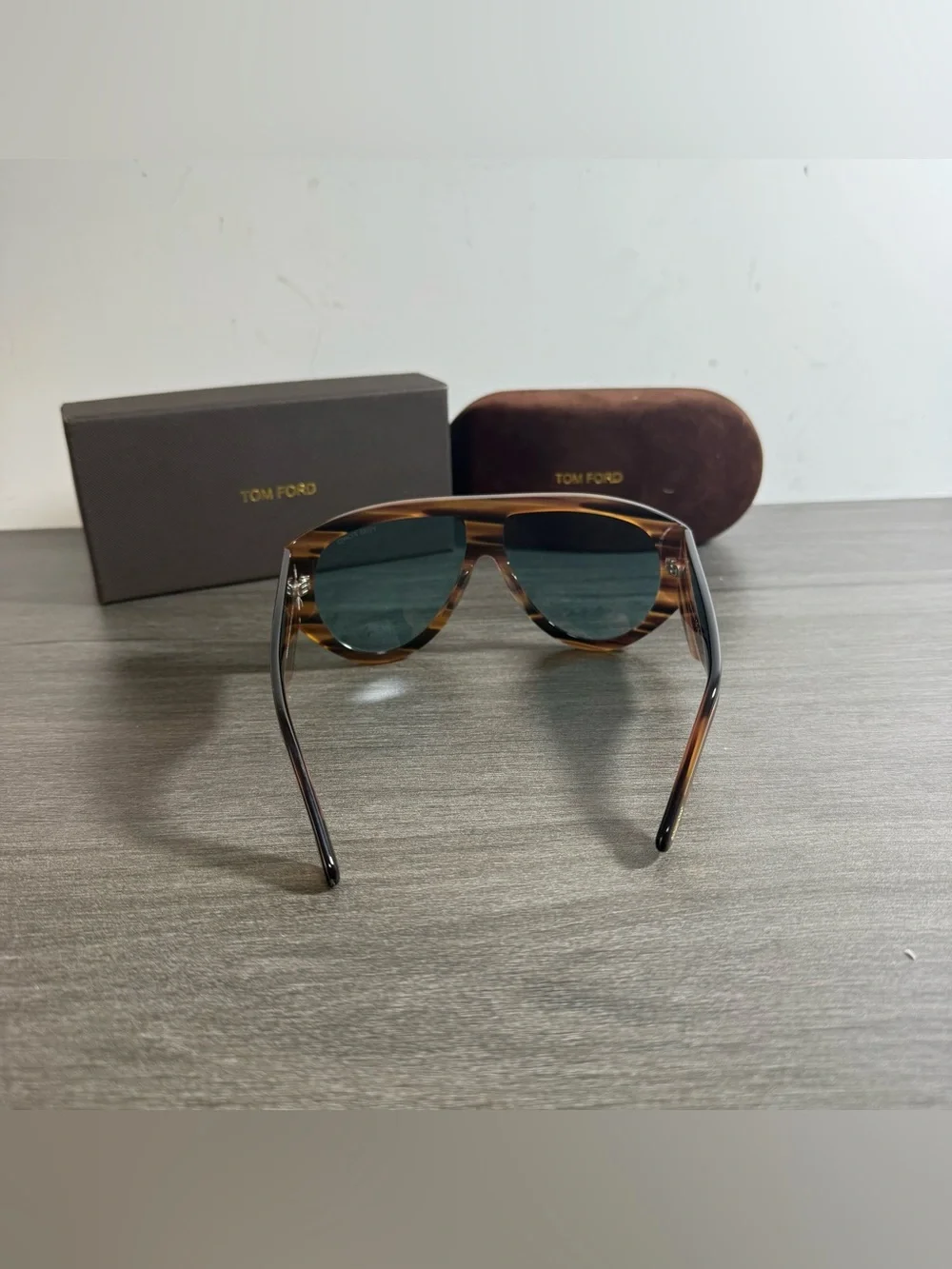 Tom Ford Tortoiseshell Frame Sunglasses with Green Lenses